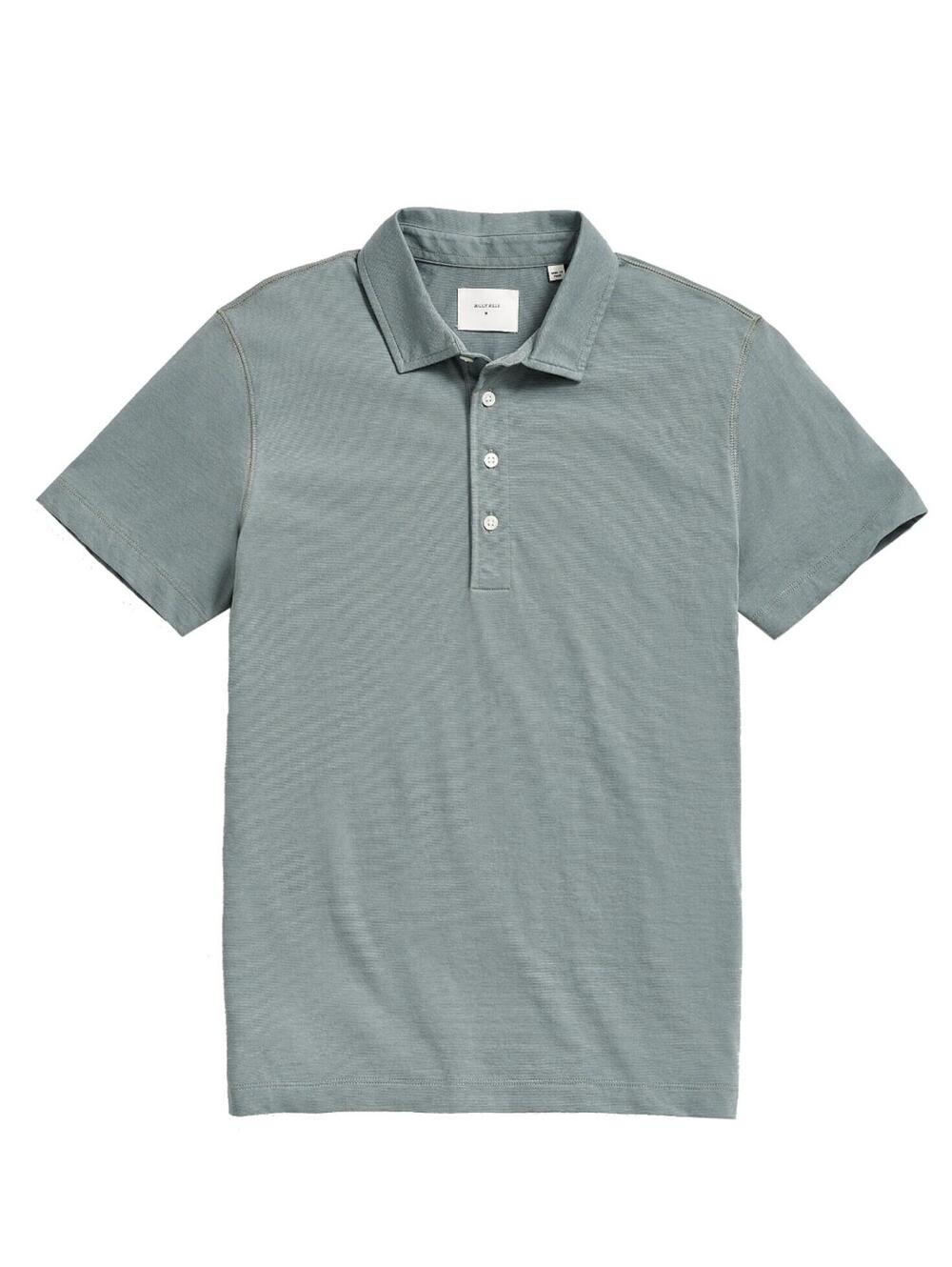 Billy Reid Pensacola Stripe Polo Slate Green 100% Organic Cotton Large